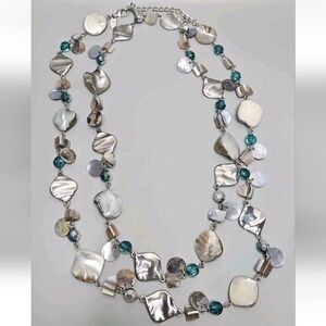 Lia Sophia Jewelry Ocean Air Necklace Genuine Abalone Mother of Pearl Shell EUC